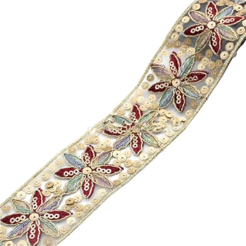 Stickspitzenband, Bekleidungszubehör, Kleiderdeko-Materialien, 2 Yards(Color-04) von MZPOZB