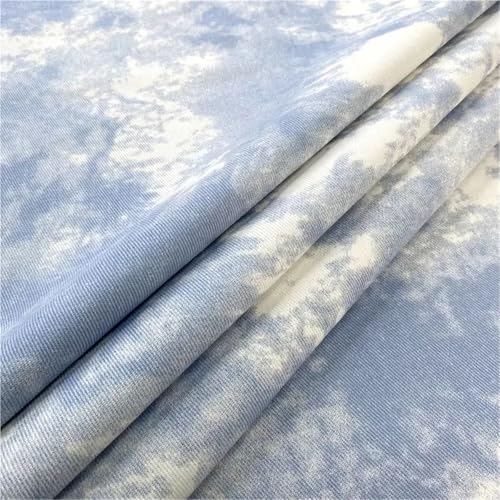 Tie-Dye-Jeansstoff aus Baumwolle for Jacken, Mäntel, Hosen, Nähen, schlichtes Twill-Muster, Handarbeitstuch, hautfreundlich(Blue) von MZPOZB