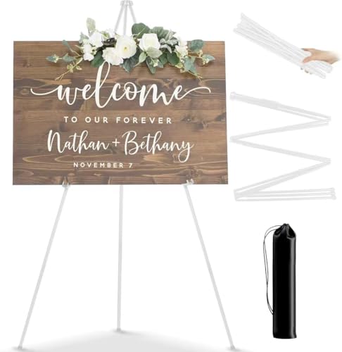 160cm Staffelei Groß Stand für Aufsteller Sitzplan Hochzeit Künstler Poster, Kappbar Stativ Staffelei Hochzeit, Easel Leinwand Ständer für Hochzeit, Malerei, Show (Weiß) von MZPQALRS