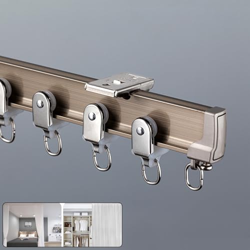 5 Meter Gardinenschiene, Vorhangschiene 1 Läufig, Gardinenschiene Gebogene Vorhangschiene Flexible, Industrial Vorhangstange Deckenmontage, Für Schiebevorhang(Color:Champagne Gold,Size:4.5M/15FT) von MZQMK