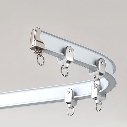 5 Meter Gardinenschiene, Vorhangschiene 1 Läufig, Gardinenschiene Gebogene Vorhangschiene Flexible, Industrial Vorhangstange Deckenmontage, Für Schiebevorhang(Color:White,Size:2M/6.5FT) von MZQMK
