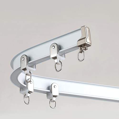 MZQMK Vorhangschiene 1 Läufig, Vorhangtrennwand, Gardinenschiene Gebogene Vorhangschiene Flexible, Industrial Vorhangstange Deckenmontage, Für Schiebevorhang(White,5.8m/19ft) von MZQMK