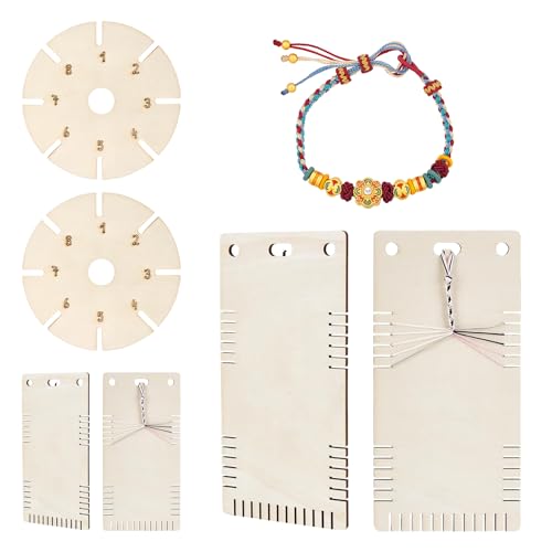 4 x Holz-Flechtscheiben für Armbänder, Webereiplatten, multifunktionale Perlenschnurscheiben für geflochtene Seile, Basteln, Holzwebwerkzeug-Set 4 x Holz-Flechtscheiben für Armbänder, Webereiplatten, multifunktionale Perlenschnurscheiben für geflochtene Seile, Basteln, Holzwebwerkzeug-Set von MZRAN