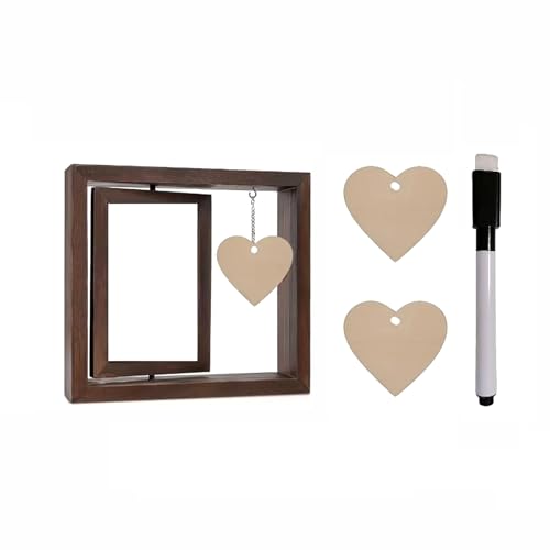 Doppelseitiger drehbarer schwebender Holz-Bilderrahmen mit personalisierbarem Herzanhänger, Romantik, Hochzeitspaar Doppelseitiger drehbarer schwebender Holz-Bilderrahmen mit personalisierbarem Herzanhänger, Romantik, Hochzeitspaar von MZRAN