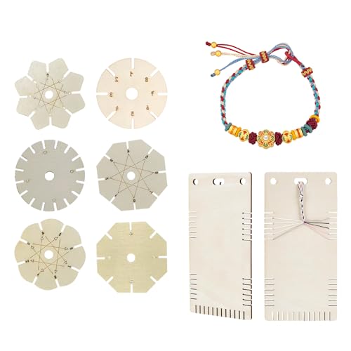 Flechtscheiben für Armbänder, Holz, Flechtscheiben, handgefertigt, Schmuck, Bastelwerkzeug, Perlenschnur, Scheiben für geflochtenes Seil, rund, handgefertigt, Webscheibe, Bastelwerkzeug, 8 Stück Flechtscheiben für Armbänder, Holz, Flechtscheiben, handgefertigt, Schmuck, Bastelwerkzeug, Perlenschnur, Scheiben für geflochtenes Seil, rund, handgefertigt, Webscheibe, Bastelwerkzeug, 8 Stück von MZRAN