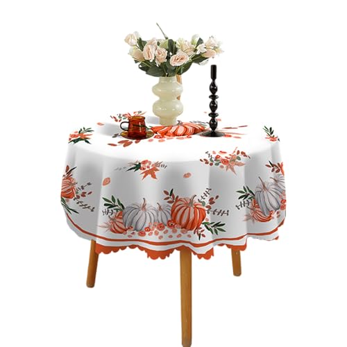 MZRAN Elegante runde Tischdecke mit Herbstmotiv für saisonale Feiern und Heimdekoration MZRAN Elegante runde Tischdecke mit Herbstmotiv für saisonale Feiern und Heimdekoration von MZRAN