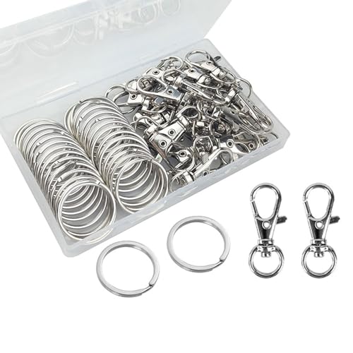 Metallhaken mit Schlüsselringen, Karabinerverschlüssen, Schlüsselanhänger-Haken für Schlüsselanhänger, Schlüsselband, Schmuckherstellung, Handwerk Metallhaken mit Schlüsselringen, Karabinerverschlüssen, Schlüsselanhänger-Haken für Schlüsselanhänger, Schlüsselband, Schmuckherstellung, Handwerk von MZRAN