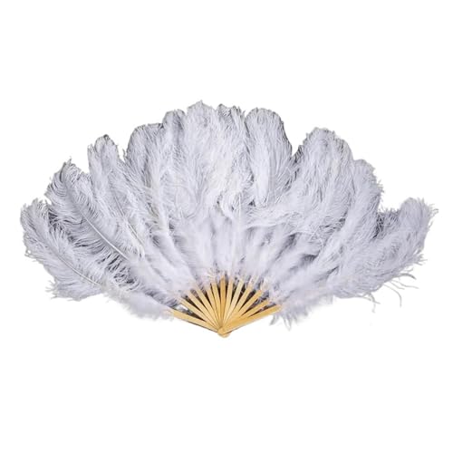 MZSKLW 1/2 Stück natürliche Federfächer, 13 Knochen, 60 cm, Handfaltfächer for Hochzeit, Tanz, Party, Auftritt(White,2 Pcs) von MZSKLW