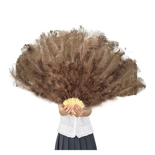 MZSKLW 100 * 60 cm roter Federfächer mit 13 Knochen for Hochzeiten, faltbar, Handventilatoren, DIY-Handwerk, Bühnenaufführungs-Requisiten(Coffee,100CM Left 1PCS) von MZSKLW