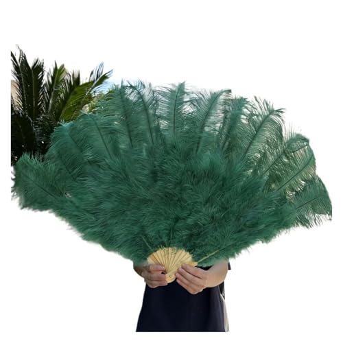 MZSKLW 100 * 60 cm roter Federfächer mit 13 Knochen for Hochzeiten, faltbar, Handventilatoren, DIY-Handwerk, Bühnenaufführungs-Requisiten(Dark Green,100CM Right 2PCS) von MZSKLW