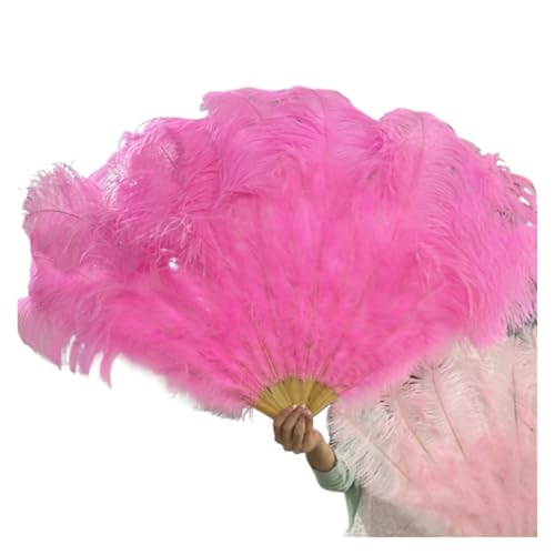 MZSKLW 100 * 60 cm roter Federfächer mit 13 Knochen for Hochzeiten, faltbar, Handventilatoren, DIY-Handwerk, Bühnenaufführungs-Requisiten(Dark pink,100CM Left 2PCS) von MZSKLW