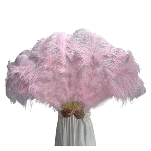 MZSKLW 100 * 60 cm roter Federfächer mit 13 Knochen for Hochzeiten, faltbar, Handventilatoren, DIY-Handwerk, Bühnenaufführungs-Requisiten(Light pink,100CM Left 1PCS) von MZSKLW