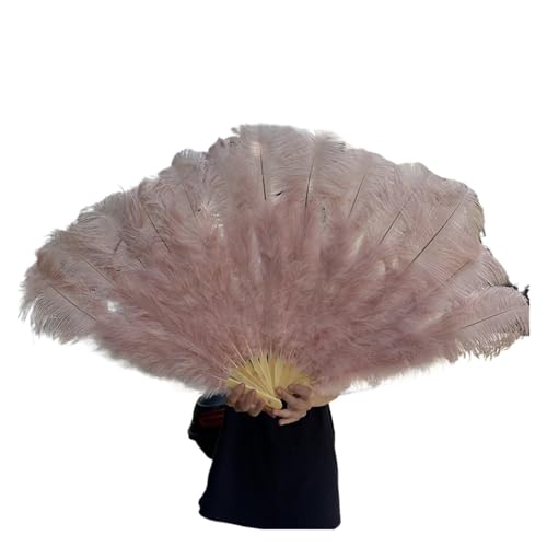 MZSKLW 100 * 60 cm roter Federfächer mit 13 Knochen for Hochzeiten, faltbar, Handventilatoren, DIY-Handwerk, Bühnenaufführungs-Requisiten(Pink,100CM Left 2PCS) von MZSKLW