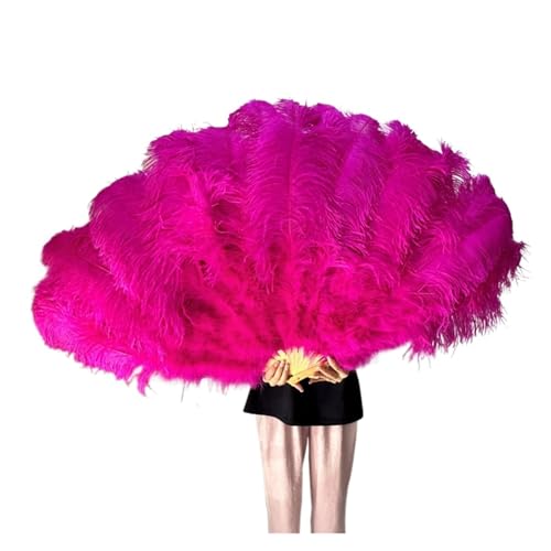 MZSKLW 100 * 60 cm roter Federfächer mit 13 Knochen for Hochzeiten, faltbar, Handventilatoren, DIY-Handwerk, Bühnenaufführungs-Requisiten(Rose,100CM Right 2PCS) von MZSKLW