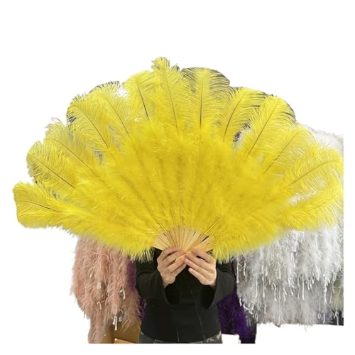 MZSKLW 100 * 60 cm roter Federfächer mit 13 Knochen for Hochzeiten, faltbar, Handventilatoren, DIY-Handwerk, Bühnenaufführungs-Requisiten(Yellow,100CM Left 2PCS) von MZSKLW
