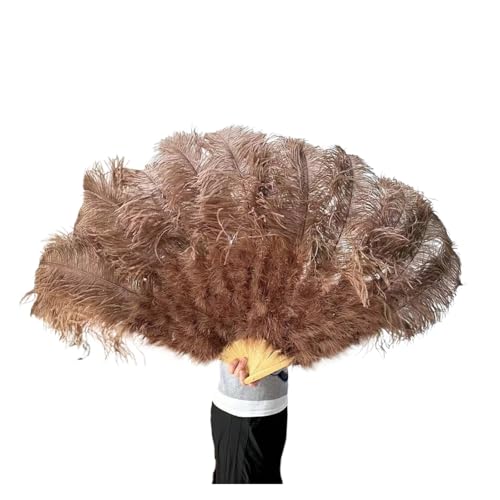 MZSKLW 13Bones WEISSer Federfächer for Bühnen, Aufführungen, Karneval, Shows, Zubehör, aufklappbar, 100/130 cm lang, 60/75 cm breit, großer Federfächer(Coffee,100CM 2PCS) von MZSKLW