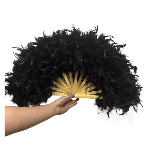 MZSKLW 70 * 40 cm Große Rosa Feder Fan Bühne Leistung Tanz Fan Fotografie Requisiten Feder Faltfächer Hochzeit Party Dekoration(Black) von MZSKLW
