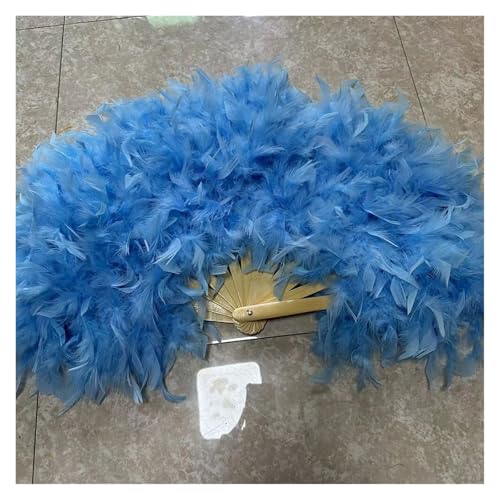 MZSKLW 70 * 40 cm Große Rosa Feder Fan Bühne Leistung Tanz Fan Fotografie Requisiten Feder Faltfächer Hochzeit Party Dekoration(Blue) von MZSKLW