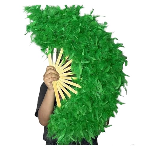 MZSKLW 70 * 40 cm Große Rosa Feder Fan Bühne Leistung Tanz Fan Fotografie Requisiten Feder Faltfächer Hochzeit Party Dekoration(Green) von MZSKLW