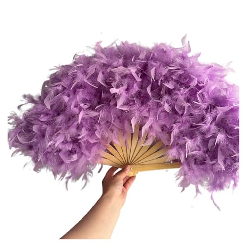 MZSKLW 70 * 40 cm Große Rosa Feder Fan Bühne Leistung Tanz Fan Fotografie Requisiten Feder Faltfächer Hochzeit Party Dekoration(Light Purple) von MZSKLW