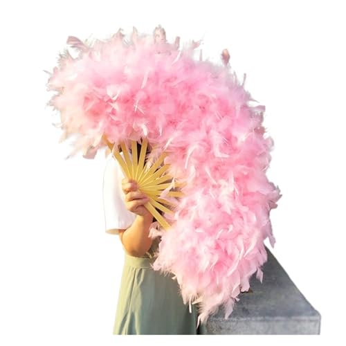 MZSKLW 70 * 40 cm Große Rosa Feder Fan Bühne Leistung Tanz Fan Fotografie Requisiten Feder Faltfächer Hochzeit Party Dekoration(Pink) von MZSKLW