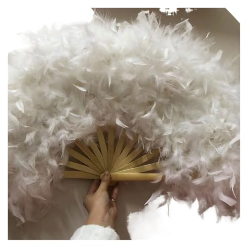MZSKLW 70 * 40 cm Große Rosa Feder Fan Bühne Leistung Tanz Fan Fotografie Requisiten Feder Faltfächer Hochzeit Party Dekoration(White) von MZSKLW