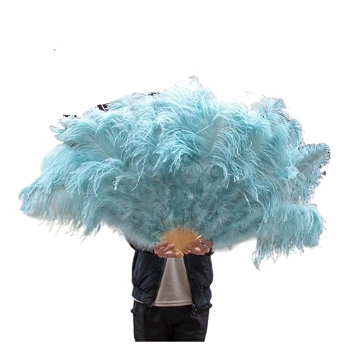 MZSKLW Extra große Federfächer, Flauschiger 13-Knochen-Handfederfächer for Hochzeit, Party, Bühnenaufführung, Requisiten(27 Light Blue,130CM 1PCS) von MZSKLW