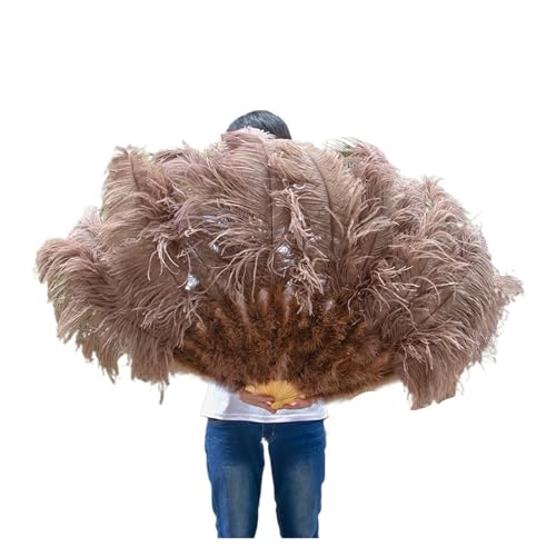 MZSKLW Extra große Federfächer, Flauschiger 13-Knochen-Handfederfächer for Hochzeit, Party, Bühnenaufführung, Requisiten(Coffee,130CM 1PCS) von MZSKLW
