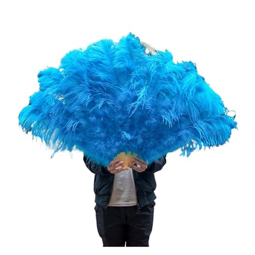 MZSKLW Extra große Federfächer, Flauschiger 13-Knochen-Handfederfächer for Hochzeit, Party, Bühnenaufführung, Requisiten(Light Blue,130CM 2PCS) von MZSKLW
