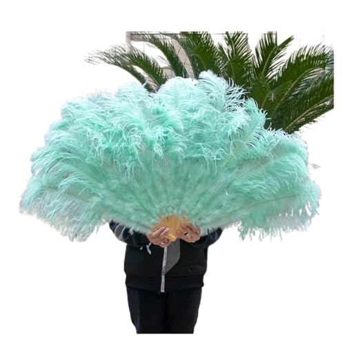 MZSKLW Extra große Federfächer, Flauschiger 13-Knochen-Handfederfächer for Hochzeit, Party, Bühnenaufführung, Requisiten(Mint Green,130CM 2PCS) von MZSKLW