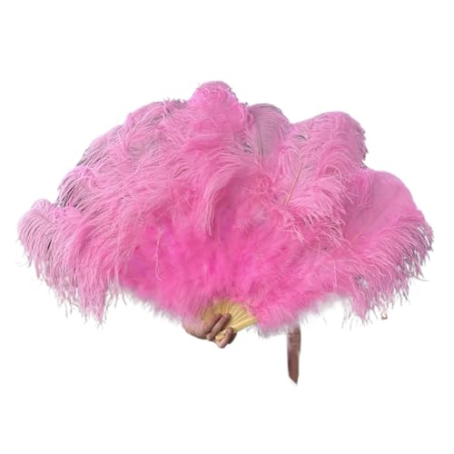 MZSKLW Extra große Federfächer, Flauschiger 13-Knochen-Handfederfächer for Hochzeit, Party, Bühnenaufführung, Requisiten(Pink,130CM 1PCS) von MZSKLW