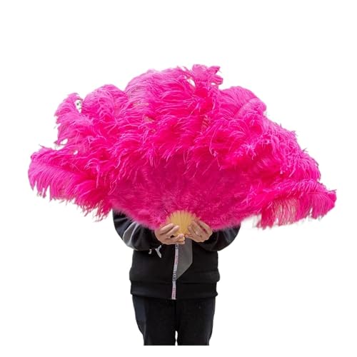 MZSKLW Federfächer, 100 cm lang, faltbar, handgehalten, Federfächer, Leistungsfächer for Karneval, Party, Bühnenshow, Requisiten(Rose pink,2PCS) von MZSKLW
