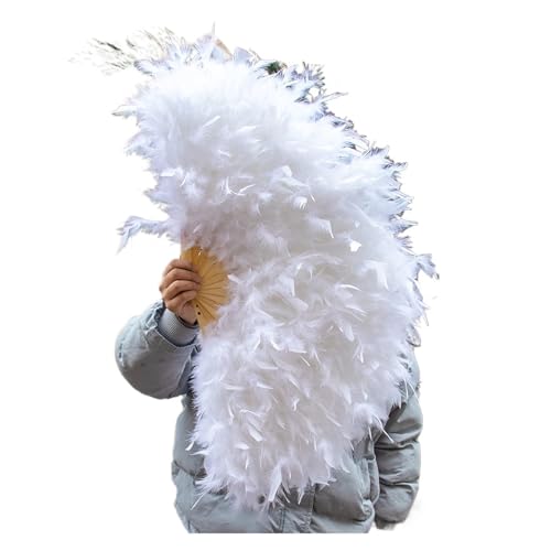 MZSKLW Flauschiger Truthahn-Federfächer, faltbar, Flauschiger Federfächer, Hochzeit, Party, Dekoration, Bühnenauftritt, Dekoration(White) von MZSKLW