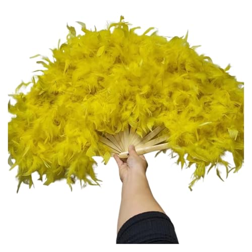MZSKLW Großer rosafarbener Federfächer for Bühnenauftritte, Fotografie-Requisiten, Feder-Faltfächer, Hochzeits-Party-Dekoration, 70 x 40 cm(Yellow) von MZSKLW