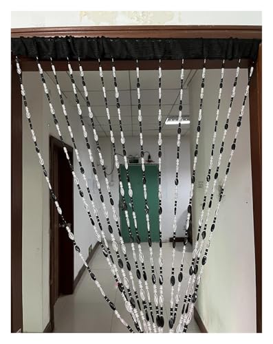 MZSKLW Heller Knopf, Perlen, Fransen, Heimdekoration, Türvorhang, Quaste, Raumteiler, Vorhang, Panel, Fenster, Fliegengitter(Black) von MZSKLW