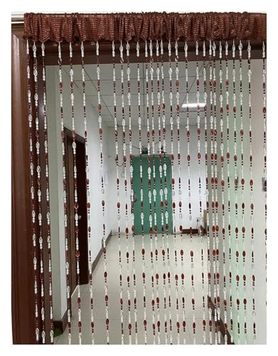 MZSKLW Heller Knopf, Perlen, Fransen, Heimdekoration, Türvorhang, Quaste, Raumteiler, Vorhang, Panel, Fenster, Fliegengitter(Brown) von MZSKLW