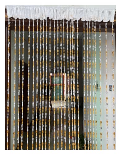 MZSKLW Heller Knopf, Perlen, Fransen, Heimdekoration, Türvorhang, Quaste, Raumteiler, Vorhang, Panel, Fenster, Fliegengitter(Orange) von MZSKLW