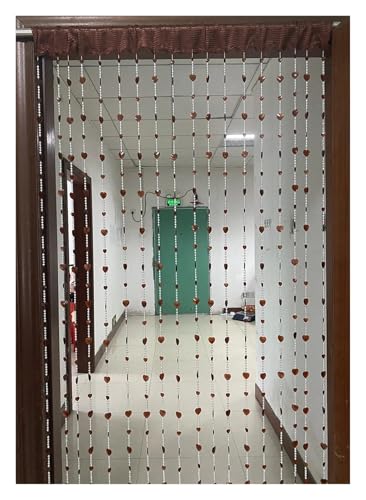 MZSKLW Heller Knopf, Perlen, Fransen, Heimdekoration, Türvorhang, Quaste, Raumteiler, Vorhang, Panel, Fenster, Fliegengitter(Z Heart Brown) von MZSKLW