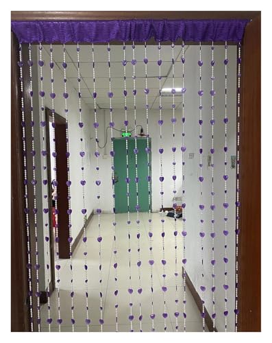 MZSKLW Heller Knopf, Perlen, Fransen, Heimdekoration, Türvorhang, Quaste, Raumteiler, Vorhang, Panel, Fenster, Fliegengitter(Z Heart Purple) von MZSKLW