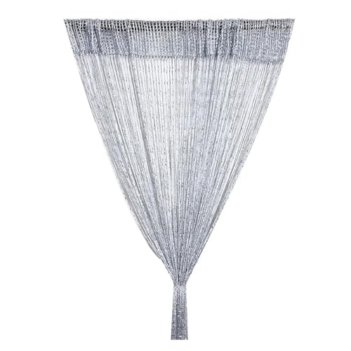 MZSKLW Kristallvorhang, Blitzlinie, glänzende Quaste, Schnur, Türvorhang, Fenster, Raumteiler, Heimdekoration(Silver Gray) von MZSKLW