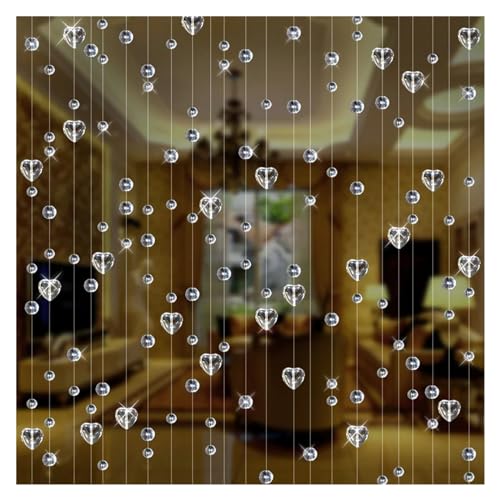 MZSKLW Liebe transparente Kristallglasperlen Innendekoration Türvorhang Hotel Wohnzimmer Trennwand Ornamente(Transparent,5 Strings 150cm) von MZSKLW