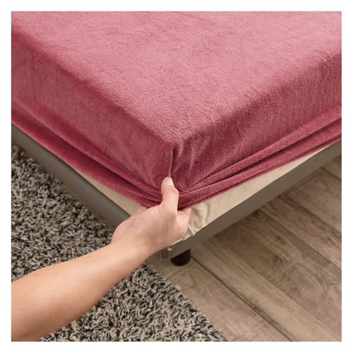 MZSKLW Solides Stretch-Samtstoff-Spannbetttuch, weich, elastisch, Tagesdecke, Matratzenschoner, Spannbetttuch, Winter, hält warm (Farbe 3, 180 x 200 x 25 cm) von MZSKLW