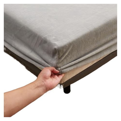 MZSKLW Solides Stretch-Samtstoff-Spannbetttuch, weich, elastisch, Tagesdecke, Matratzenschoner, Spannbetttuch, Winter, hält warm (Hellgrau, 220 x 200 x 25 cm) von MZSKLW
