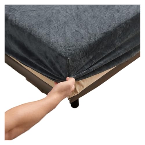 MZSKLW Solides Stretch-Samtstoff-Spannbetttuch, weich, elastisch, Tagesdecke, Matratzenschoner, Spannbetttuch, Winter, hält warm (dunkelgrau, 90 x 200 x 25 cm) von MZSKLW