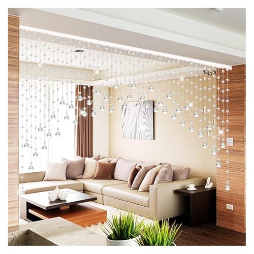 MZSKLW Stanzfreier Kristall-Kunststoff-Perlenvorhang, Wohnzimmer-Trennwand, Türvorhang, Perlenvorhang, Heimdekoration(All White,21 Strips) von MZSKLW