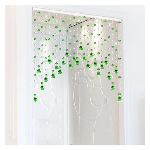 MZSKLW Stanzfreier Kristall-Kunststoff-Perlenvorhang, Wohnzimmer-Trennwand, Türvorhang, Perlenvorhang, Heimdekoration(Green and White,35 Strips) von MZSKLW