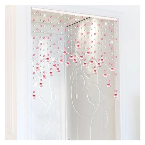 MZSKLW Stanzfreier Kristall-Kunststoff-Perlenvorhang, Wohnzimmer-Trennwand, Türvorhang, Perlenvorhang, Heimdekoration(Pnk and White,25 Strips) von MZSKLW