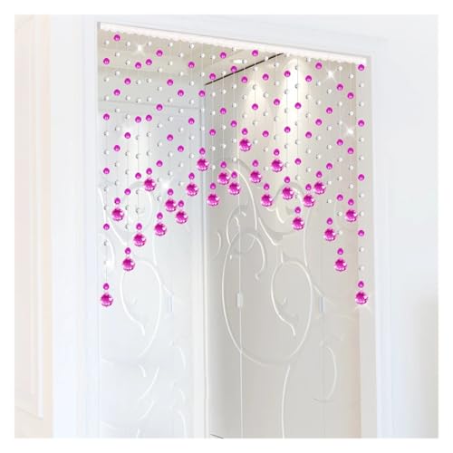 MZSKLW Stanzfreier Kristall-Kunststoff-Perlenvorhang, Wohnzimmer-Trennwand, Türvorhang, Perlenvorhang, Heimdekoration(Rose red and White,25 Strips) von MZSKLW