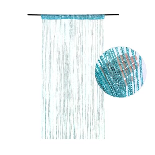 MZSKLW Tür-Schnurvorhang, Perlenblitzlinie, glänzende Quaste, Trennvorhang for Wohnzimmer, Tür, Hochzeitsdekoration(Lake Blue 100x200cm) von MZSKLW
