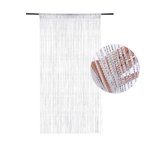 MZSKLW Tür-Schnurvorhang, Perlenblitzlinie, glänzende Quaste, Trennvorhang for Wohnzimmer, Tür, Hochzeitsdekoration(White 100x200cm) von MZSKLW